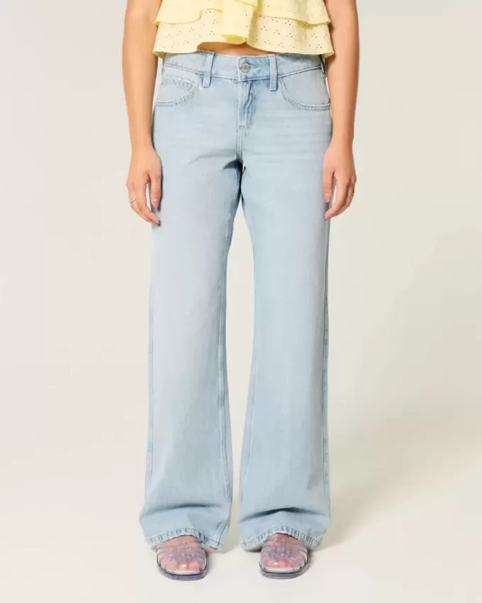 Curvy Low-Rise Baggy-Jeans in heller Waschung