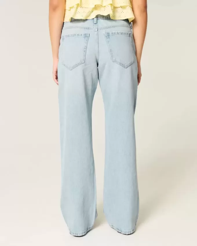 Curvy Low-Rise Baggy-Jeans in heller Waschung