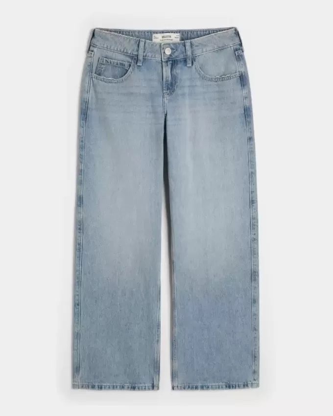 Curvy Low-Rise Baggy-Jeans in heller Waschung