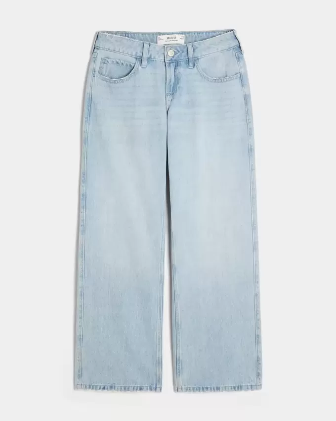 Curvy Low-Rise Baggy-Jeans in heller Waschung