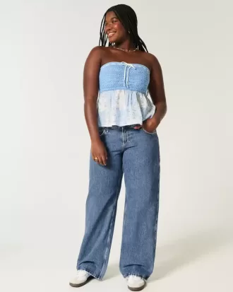 Curvy Low Rise Baggy-Jeans in mittlerer Waschung