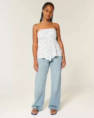Curvy Low Rise Baggy-Jeans in mittlerer Waschung