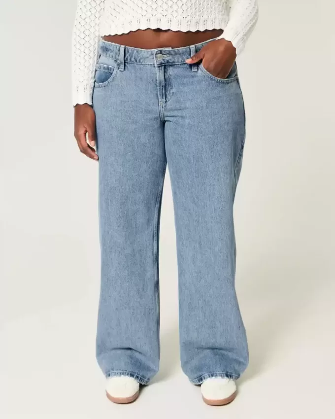 Curvy Low Rise Baggy-Jeans in mittlerer Waschung Curvy Low Rise Baggy-Jeans in mittlerer Waschung