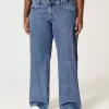 Curvy Low Rise Baggy-Jeans in mittlerer Waschung