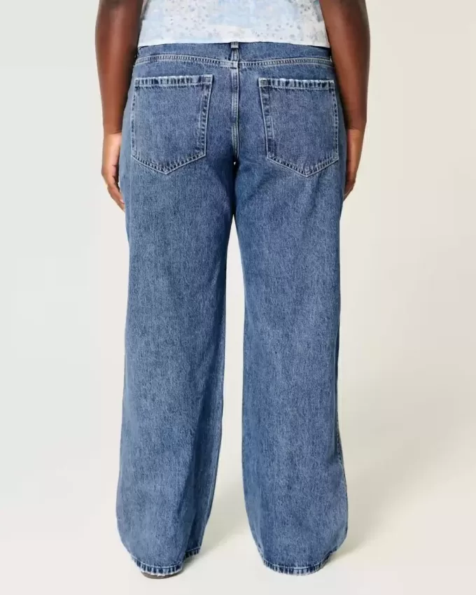 Curvy Low Rise Baggy-Jeans in mittlerer Waschung