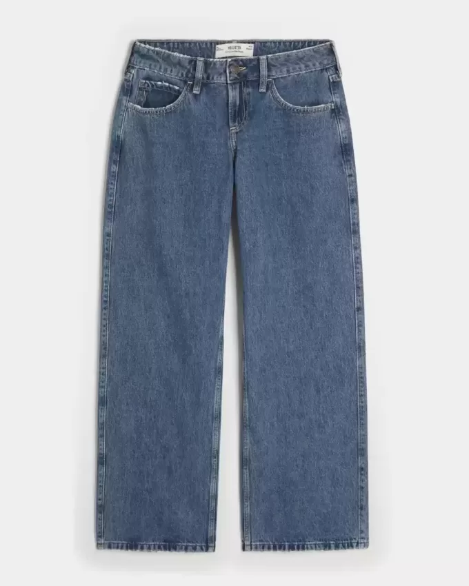 Curvy Low Rise Baggy-Jeans in mittlerer Waschung