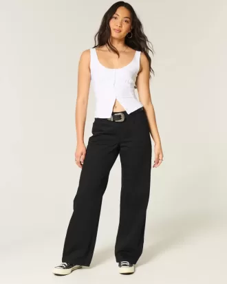 Curvy Low-Rise Baggy-Jeans in Schwarz