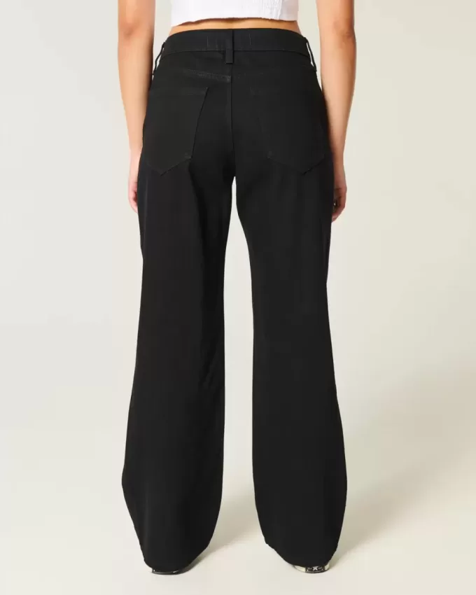 Curvy Low-Rise Baggy-Jeans in Schwarz