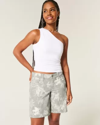 Curvy Low-Rise Baggy-Jort mit Camouflage-Muster
