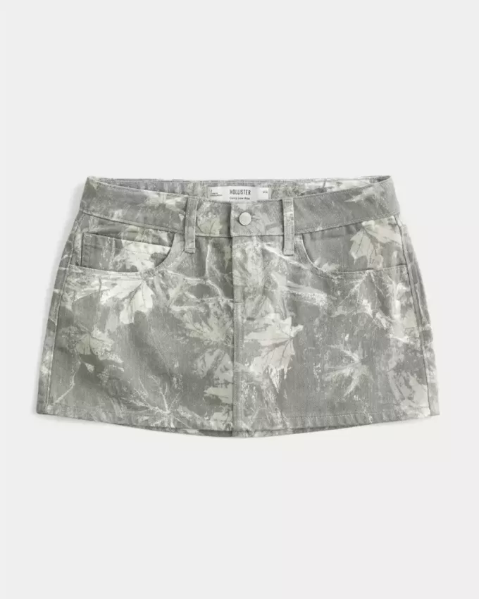 Curvy Low-Rise Camo Denim Mini-Skort Curvy Low-Rise Camo Denim Mini-Skort