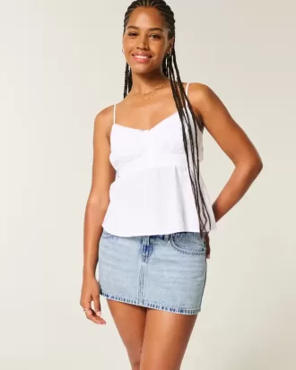 Curvy Low-Rise-Mini-Denim-Skort