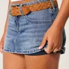 Curvy Low-Rise Mini-Jeansrock mit bestickter Schleife Curvy Low-Rise Mini-Jeansrock mit bestickter Schleife