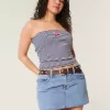 Curvy Low-Rise-Mini-Skort aus Denim in mittlerer Waschung