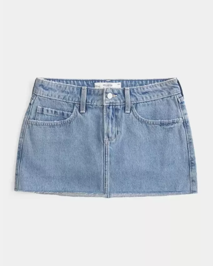 Curvy Low-Rise-Mini-Skort aus Denim in mittlerer Waschung