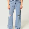 Curvy Low-Rise-Rip-Baggy-Jeans in mittlerer Waschung Curvy Low-Rise-Rip-Baggy-Jeans in mittlerer Waschung