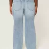 Curvy Low-Rise-Rip-Baggy-Jeans in mittlerer Waschung Curvy Low-Rise-Rip-Baggy-Jeans in mittlerer Waschung