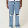 Curvy Low-Rise Ripped Relaxed Straight Jeans in mittlerer Waschung Curvy Low-Rise Ripped Relaxed Straight Jeans in mittlerer Waschung