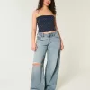 Curvy Low-Rise Ripped Super Baggy Jeans in mittlerer Waschung Curvy Low-Rise Ripped Super Baggy Jeans in mittlerer Waschung