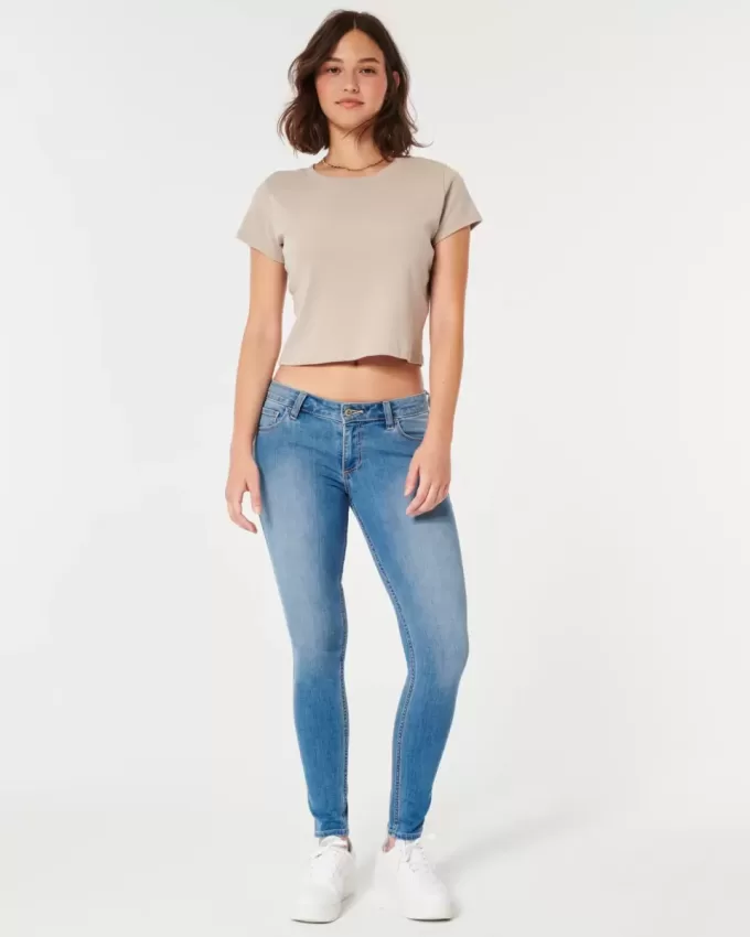 Curvy Low Rise Super Skinny Jeans mit mittlerer Waschung