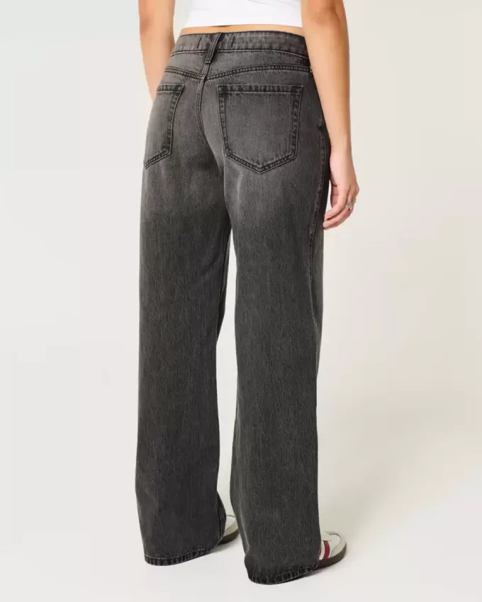 Curvy Low-Rise verwaschene schwarze Baggy-Jeans Curvy Low-Rise verwaschene schwarze Baggy-Jeans