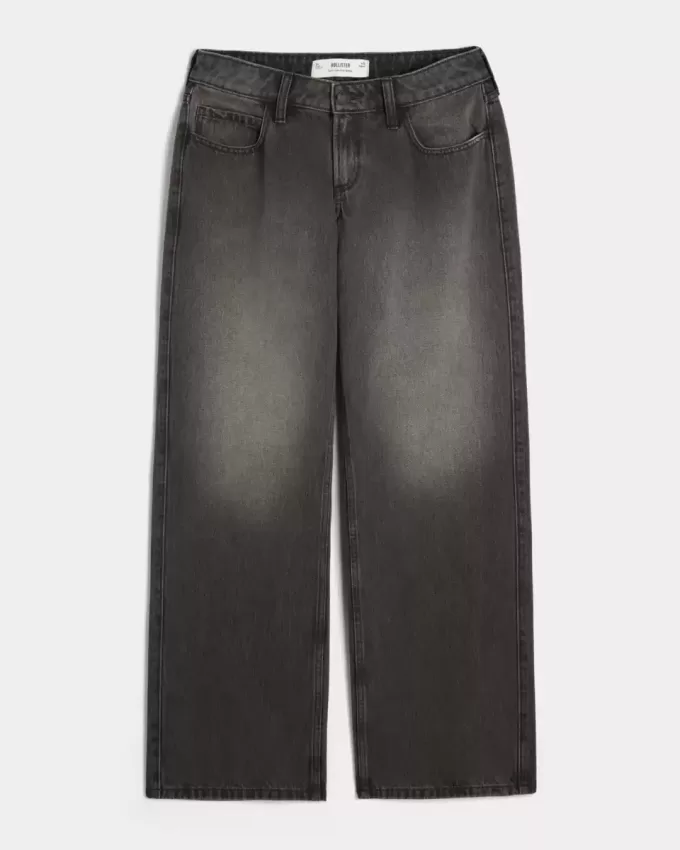 Curvy Low-Rise verwaschene schwarze Baggy-Jeans Curvy Low-Rise verwaschene schwarze Baggy-Jeans