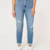 Curvy Ultra High Rise zerrissene Mom-Jeans in mittlerer Waschung Curvy Ultra High Rise zerrissene Mom-Jeans in mittlerer Waschung
