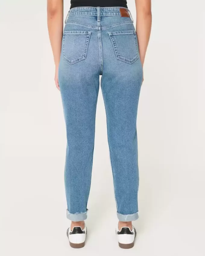 Curvy Ultra High Rise zerrissene Mom-Jeans in mittlerer Waschung Curvy Ultra High Rise zerrissene Mom-Jeans in mittlerer Waschung
