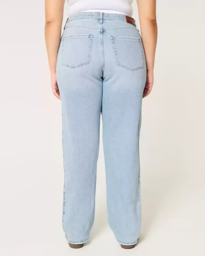 Curvy – Zerrissene Dad-Jeans mit ultrahohem Bund und heller Waschung Curvy – Zerrissene Dad-Jeans mit ultrahohem Bund und heller Waschung