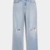 Curvy – Zerrissene Dad-Jeans mit ultrahohem Bund und heller Waschung Curvy – Zerrissene Dad-Jeans mit ultrahohem Bund und heller Waschung