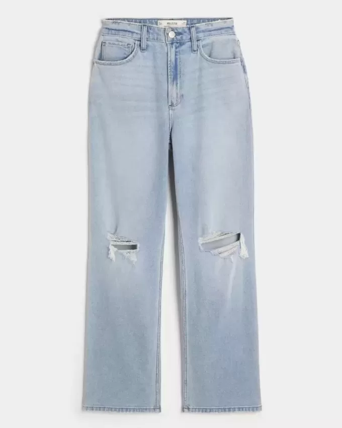 Curvy – Zerrissene Dad-Jeans mit ultrahohem Bund und heller Waschung Curvy – Zerrissene Dad-Jeans mit ultrahohem Bund und heller Waschung