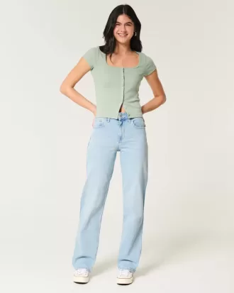 Dad-Jeans mit hohem Bund und heller Waschung Dad-Jeans mit hohem Bund und heller Waschung