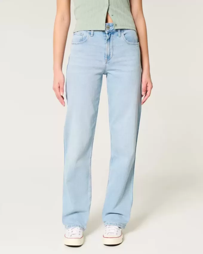 Dad-Jeans mit hohem Bund und heller Waschung Dad-Jeans mit hohem Bund und heller Waschung