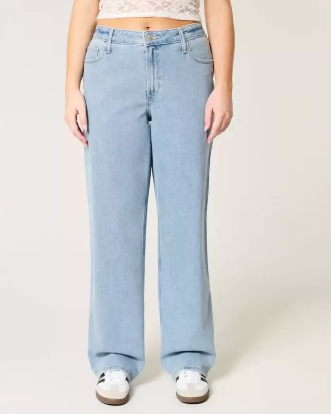 Dad-Jeans mit hohem Bund und mittlerer Waschung Dad-Jeans mit hohem Bund und mittlerer Waschung