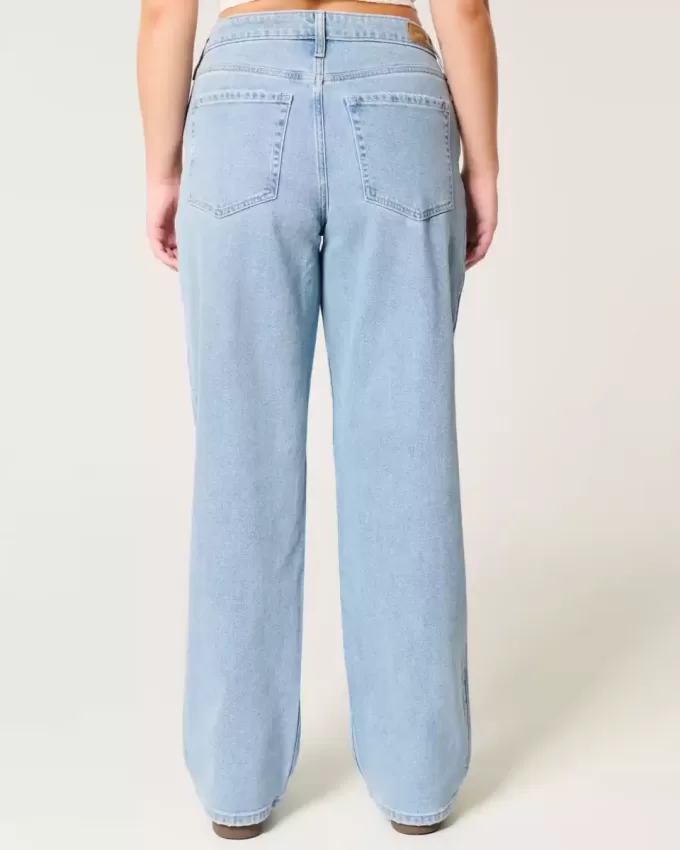 Dad-Jeans mit hohem Bund und mittlerer Waschung Dad-Jeans mit hohem Bund und mittlerer Waschung