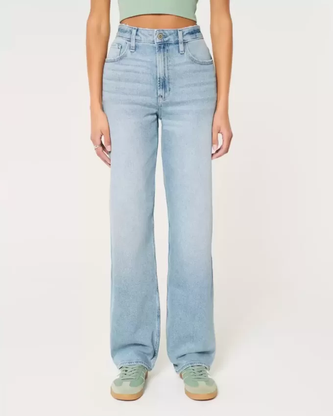 Dad-Jeans mit ultrahohem Bund und mittlerer Waschung Dad-Jeans mit ultrahohem Bund und mittlerer Waschung