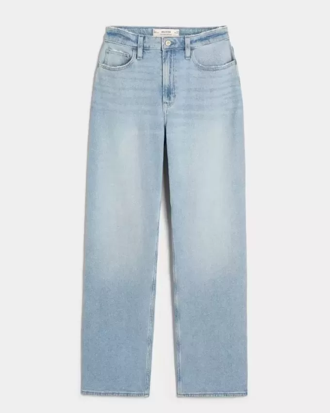 Dad-Jeans mit ultrahohem Bund und mittlerer Waschung Dad-Jeans mit ultrahohem Bund und mittlerer Waschung