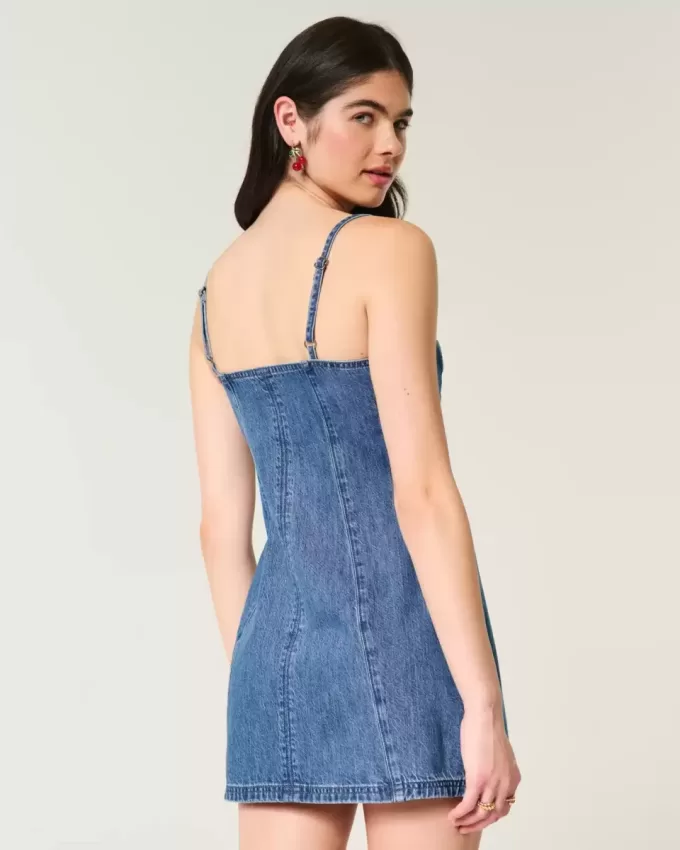 Denim-Minikleid mit Kirschgrafik Denim-Minikleid mit Kirschgrafik