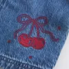 Denim-Minikleid mit Kirschgrafik Denim-Minikleid mit Kirschgrafik