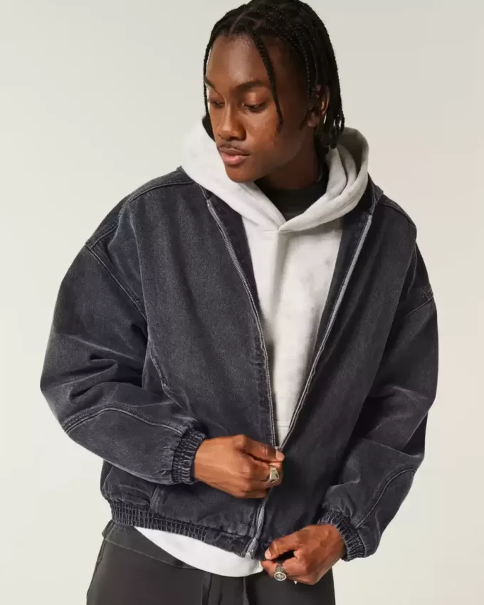 Denim-Skaterjacke mit Reißverschluss Denim-Skaterjacke mit Reißverschluss