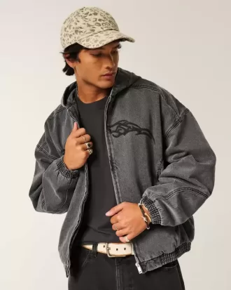 Denim-Skaterjacke mit Reißverschluss