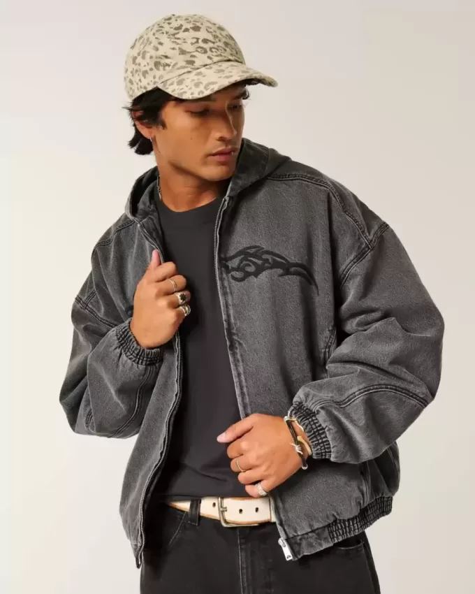 Denim-Skaterjacke mit Reißverschluss