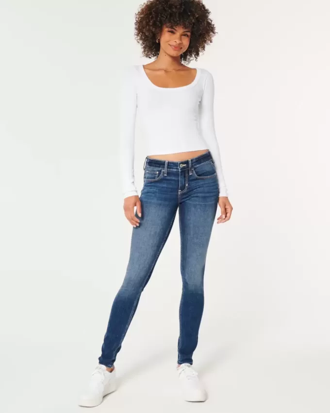 Dunkel verwaschene Low-Rise-Super-Skinny-Jeans Dunkel verwaschene Low-Rise-Super-Skinny-Jeans