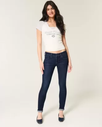 Dunkel verwaschene Low-Rise-Super-Skinny-Jeans
