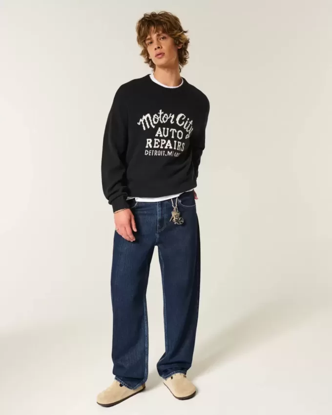 Dunkel verwaschene Skater-Baggy-Jeans Dunkel verwaschene Skater-Baggy-Jeans