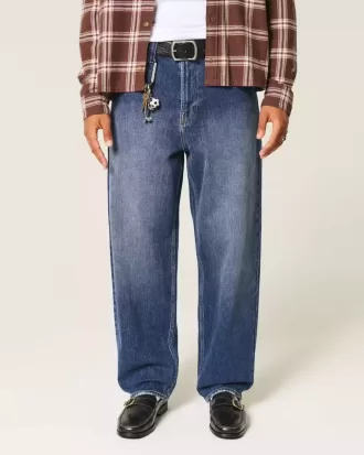 Dunkel verwaschene Skater-Baggy-Jeans