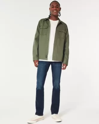 Dunkel verwaschene Slim Straight Jeans