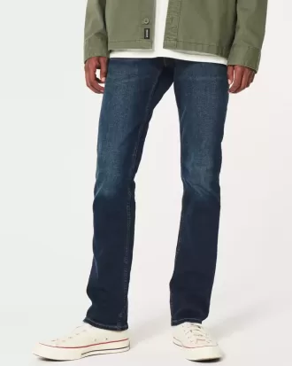 Dunkel verwaschene Slim Straight Jeans