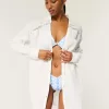 Durchgeknöpftes Mini-Hemdkleid aus Gaze Durchgeknöpftes Mini-Hemdkleid aus Gaze