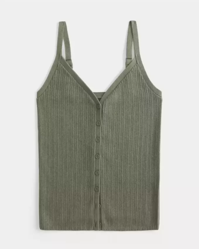 Durchgeknöpftes Pullover-Tanktop Durchgeknöpftes Pullover-Tanktop