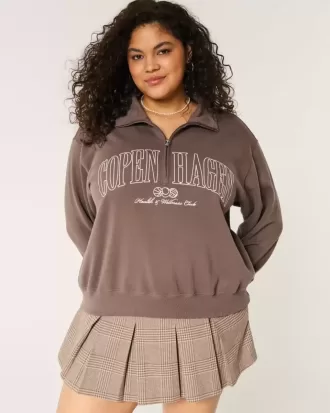 Easy Copenhagen – Sweatshirt mit Grafik und halbem Reißverschluss